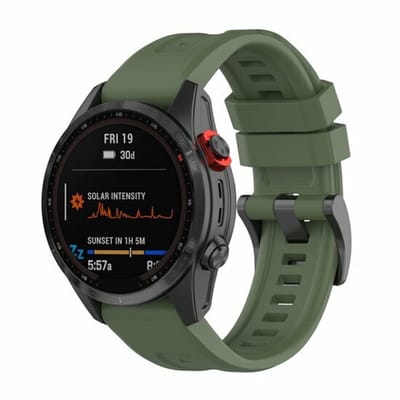 By Qubix - Geschikt voor Garmin bandje - 22mm Quickfit - Siliconen sportbandje - Leger groen - Geschikt voor Garmin Fenix 8 / 8 Pro - 47mm