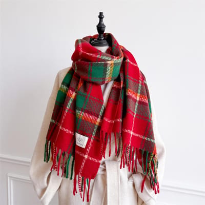 Luxe Kasjmier Dames Geruite Sjaal Winter Warme Sjaal En Wikkel Bandana Pashmina Lange Kwastjes Vrouwelijke Foulard Dikke Deken 65x180cm black