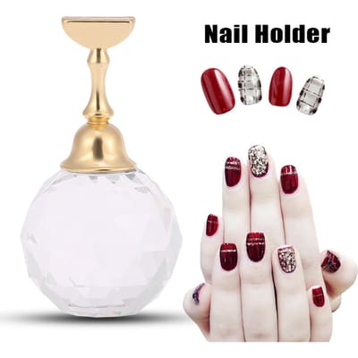 Support Magnétique pour Entraînement d'Ongles Base en Alliage Support Présentoir Nail Art Cristal Sphérique Coloré beige