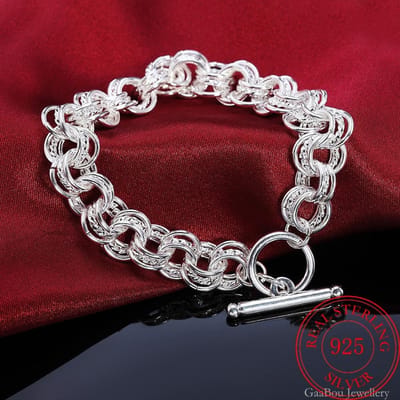Mode Armband 925 Sterling Zilveren Schakelketting Europese Stijl Sieraden Voor Vrouwen Meisjes Charm Armbanden Bruiloft Sieraden zilver