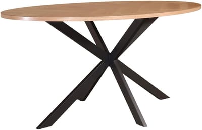 Ovale Eettafel - Visgraat Tafel - Gezellig Tafelen - Stijlvol Visgraatpatroon - 160cm Lengte - Bruin