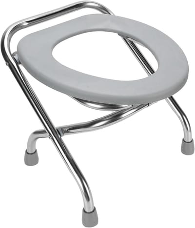 Opvouwbare toiletstoel - Draagbaar reistoilet - Thuiszorg en reizen - Roestvrij staal frame - 30 cm zitting - Wit