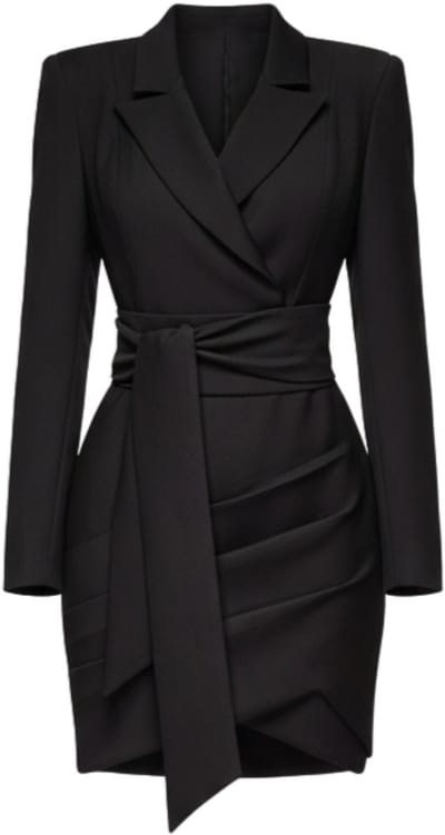 LARICA Jurk - Lange Mouw - Rits - Effen Zwart XS