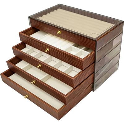 Juwelendoos Grote Capaciteit Multifunctionele Opbergdoos Ring Oorbel Armband Ketting Houder Organizer 5 Lagen
