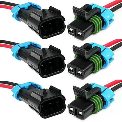Câble de connecteur étanche automatique à 2 broches, connecteur de fil électrique scellé, jeu de câbles de prise mâle femelle 3 sets noir