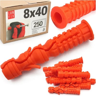 Universele pluggen - Nylon pluggen - Zware lasten bevestigen - Geleidingsbladen voorkomen draaien - 8x40 mm