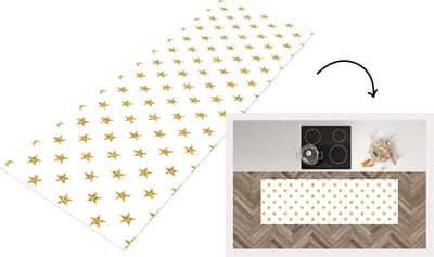 Keukenloper - Loper keuken - Sterren - Glitter - Goud - Design - Kerst - 150x50 cm - Keukenloper vinyl