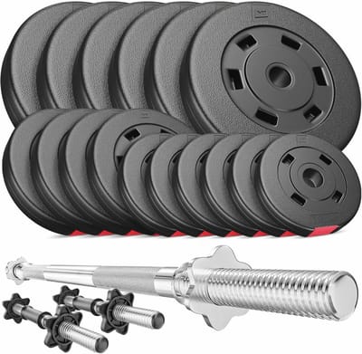 Dumbbell Set 58 kg met Lange en Korte Halterstangen