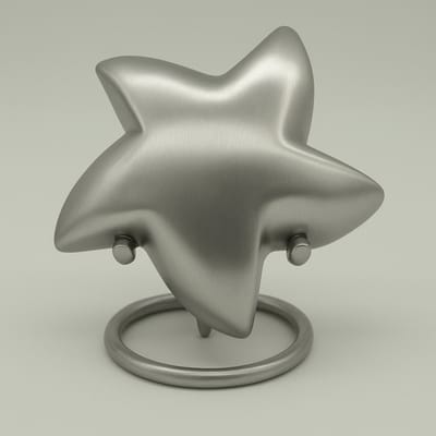 Mini urn - Zilver - Ster - Roestvrijstaal - Inclusief standaard en bewaardoos - Buiten & Binnen gebruik - Graveerbaar