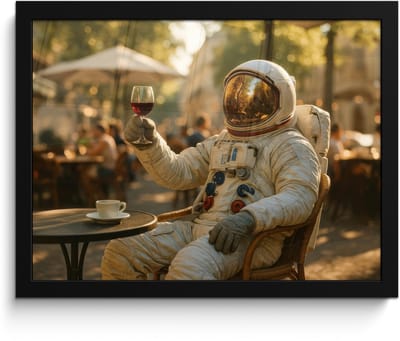 Poster in lijst - Fotolijst 40x30 cm - Posters - Wijn - Rood - Terras - Koffie - Posterlijst zwart - Decoratie - Wanddecoratie woonkamer - Muurdecoratie slaapkamer