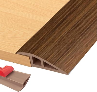 Zelfklevend Overgangsprofiel voor Vloeren, 1 m x 5 cm, PVC Drempel voor Hoogteverschil 5 mm tot 10 mm, Ideaal voor Vloer en Tapijt, Diep Bruin Houtlook
