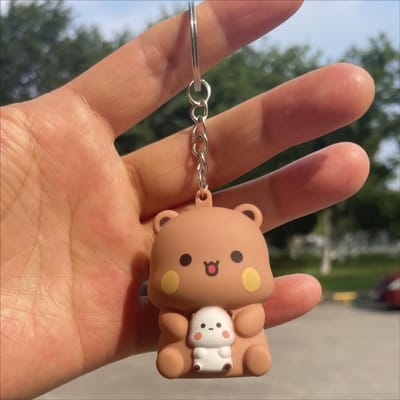 Bubu Dudu Zeg Ik Hou Van Jou Stem Speelgoed Sleutelhanger Yier Panda Beer Gloeiende Anime Figuren Telefoon Ornament Tas Decoratie Koppels Cadeaus brown