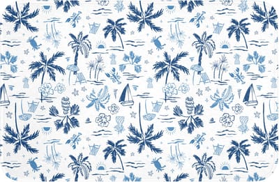WC mat 60x40 cm - Antislip - Zee - Patroon - Blauw - Wit - Toiletmat - Vloermat - Douchemat - Toilet tapijt - Toiletmatten