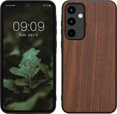 kwmobile telefoonhoesje geschikt voor Samsung Galaxy A55 5G - Hoesje met bumper in donkerbruin - Backcover - hout