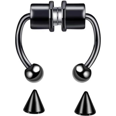 Anneaux de nez en acier inoxydable, 1 pièce, cerceau de nez, Piercing, bijoux de corps pour femme et homme noir