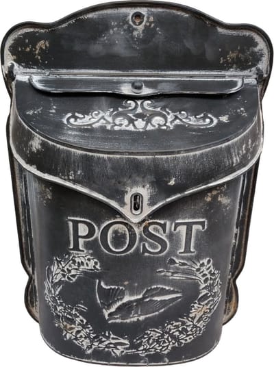 Brievenbus Postbus Nostalgie Verzinkt Vintage Brocante Zwart Hangend