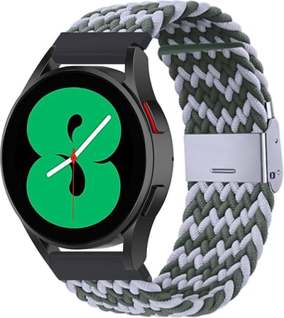 By Qubix - Geschikt voor Garmin bandje - Geschikt voor Garmin Vivoactive 4 / 4L - Braided nylon bandje - Groen / grijs - Smartwatch bandje 22mm