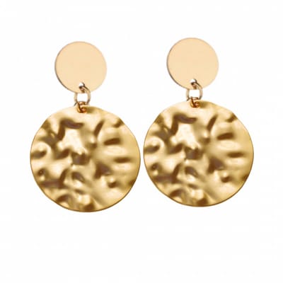 Clip oorbellen- goudkleurig- satijn- rond- lang- geen gaatje-Charme Bijoux