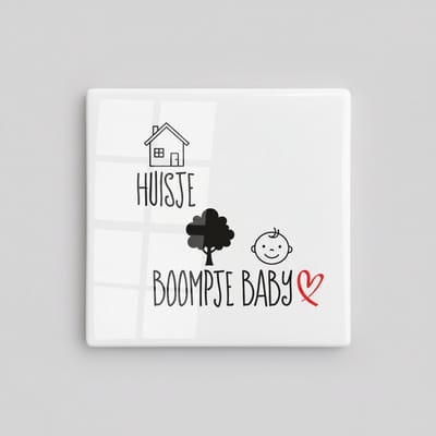 Huisje Boompje Baby Grappige Tekst Decoratieve Tegel – Familie & Woondecoratie – 15 x 15 cm