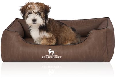 Knuffelwuff orthopedisch Hondenbed Rockland van kunstleer M-L 85 x 63cm bruin