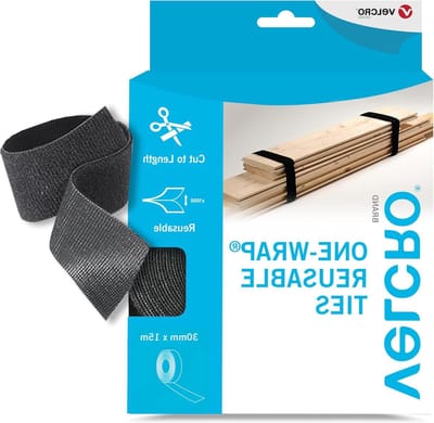 Herbruikbare stropdassen in één wikkel - Multifunctionele stropdassen voor kabelbeheer - Zwart 30 mm x 15 m