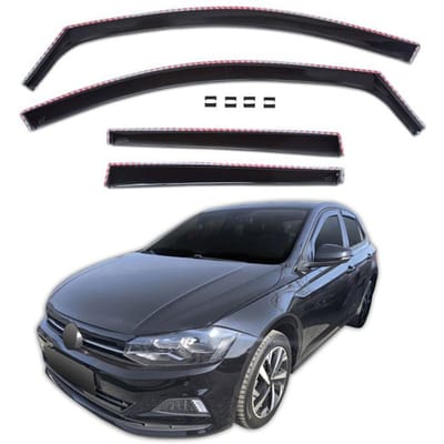 Regen-/winddeflectoren - VW Polo 5-deurs (sinds 2017) - 4 stuks - Zwart getint - Eenvoudige montage