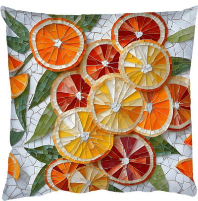 Sierkussens - Kussentjes Woonkamer - 50x50 cm - Schijfjes - Fruit - Oranje - Mozaïek