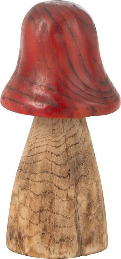 J-Line decoratie Paddenstoel Stolp - hout - rood/naturel - small