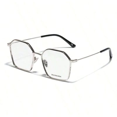 Monture de lunettes géométrique argentée Balenciaga BB0198O noir
