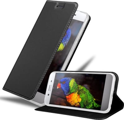 Cadorabo Hoesje geschikt voor Sony Xperia XZ PREMIUM in CLASSY ZWART - Beschermhoes met magnetische sluiting, standfunctie en kaartvakje Book Case Cover Etui