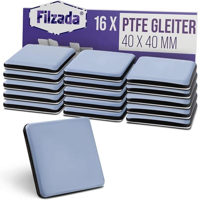 16x Teflon Glijders - Zelfklevende Meubel- en Vloerglijders - 40x40 mm