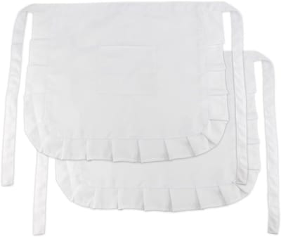 2 Stuks Witte Korte Taille Schorten met Zakken voor Vrouwen - Perfect voor Koken, Restaurant en Feestjes