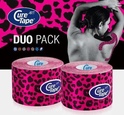 CureTape® Art Leopard - Kinesiotape - Voordeelset 2 rollen Leopard 5cm x 5 m - Kinesiotape met unieke print - FysioTape - elastische tape met print voor blessurebehandeling en herstel