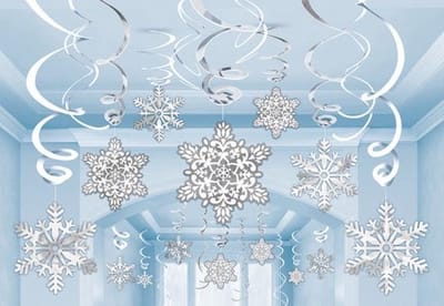 Amscan Decoratiespiralen Sneewvlok 61 Cm Folie Zilver 30 Stuks