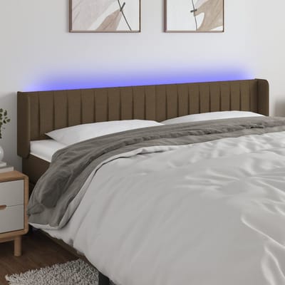vidaXL - Hoofdbord - LED - 163x16x78/88 - cm - stof - donkerbruin