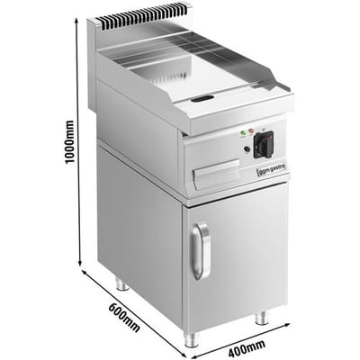 GGM Gastro Elektro Bratplatte - mit Hartchrom-Beschichtung - 4,5 kW - Glatt - inkl. Unterbau mit 1 Tür