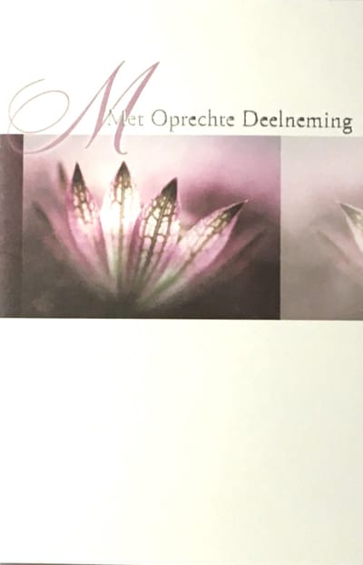 Luxe Wenskaart Deelneming - Condoleance - Overlijden - Oprechte Deelneming - Art of Cards - 11,5x17cm - Dubbele Kaart - Met Envelop - Luxe Wens Kaart - Greeting Card - 1 Stuks - In Folie Verpakt - Angel 01 - Bloem - Gratis Verzonden