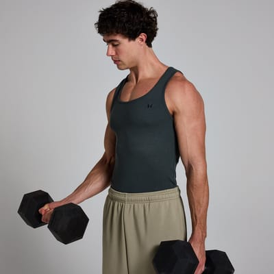 MP Men's Lift Ribbed Muscle Fit Tank - Washed Black - XS