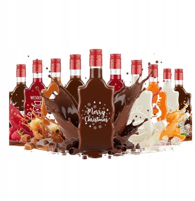 Bimberek Serie - Decoratieve Glazen Flessen - 500 ml - Kerstontwerp - Transparant Glas
