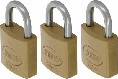 Amig Hangslot met 2 sleutels - 3x - 25 mm - messing - kofferslot