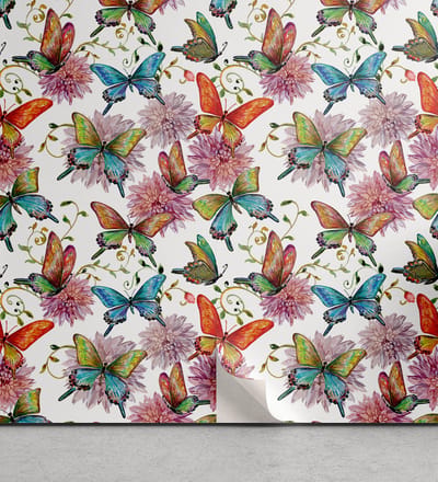 ABAKUHAUS Butterfly peelable & klevende behang voor thuis, tuinanjer vintage, zelfklevende woonkamerkeukenaccent, 33 cm x 90 cm, meerkleurig