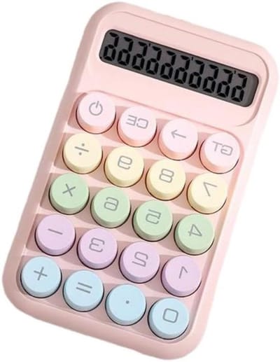 Draagbare Rekenmachine - Kantoor Rekenmachine - Dagelijkse Berekeningen - 10-Cijferig LCD Display - Compact Formaat - Roze