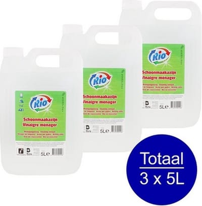 Rio Schoonmaakazijn | 3 x 5 liter | Extra krachtig tegen tegelaanslag | Voordeel verpakking schoonmaakazijn