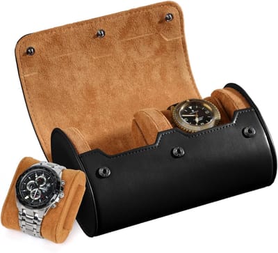 Reisorganizer voor Horloges - Luxe Horloge Etui voor 2 Horloges - Leer, Zwart - Ideaal voor Reizen en Bescherming van Horloges
