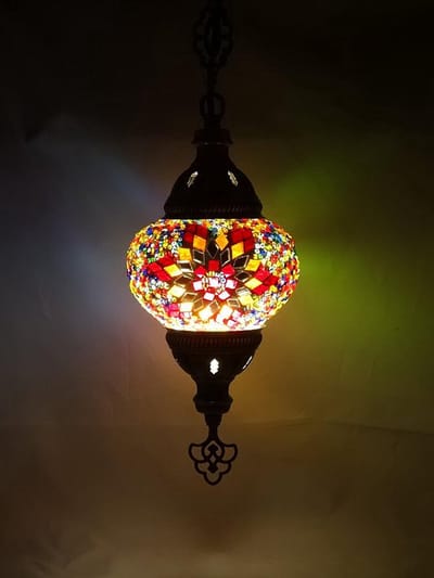 Oosterse lamp - hanglamp multicolour - 1 stuk - handgemaakt mozaïek glas