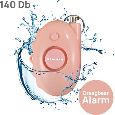 Kaaiman® Persoonlijk Alarm – Alarm sleutelhanger - Ingebouwde zaklamp - Inclusief batterij - Veiligheid - Zelfverdediging - 140 dB - Sleutelhanger - Waterproof - Roze 2025 model