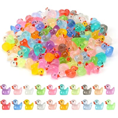 10/20 pièces Canards Mini Lumineux Petit Canard Brillant dans le Noir Petites Figurines Miniatures pour Jardin de Fées DIY W12105WW- blue