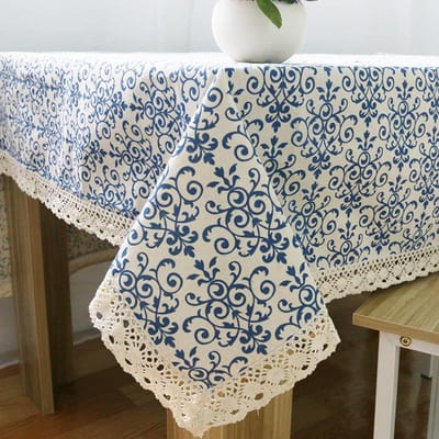 Vintage Blauw En Wit Porselein Bedrukt Tafelkleed Met Kantrand Home Koffie Hanger Theetafel Onderlegger Maaltijdkleed 60cm X 60cm gray