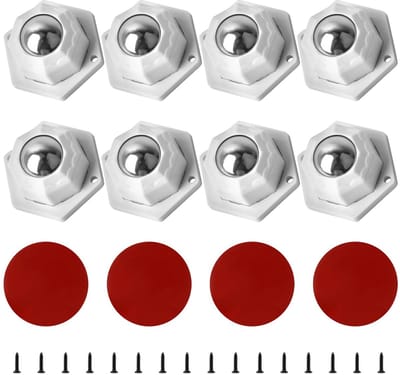8 Stuks 20mm Meubelwielen met Zelfklevende Basis, 360 Graden Rolletjes en 2 Bevestigingsgaten voor Gemakkelijk Gebruik