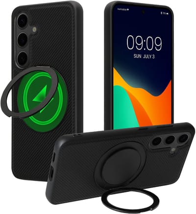 kwmobile Hoesje voor Samsung Galaxy S24 Smartphonehoesje – Case compatibel met MagSafe – Cover met ringstandaard